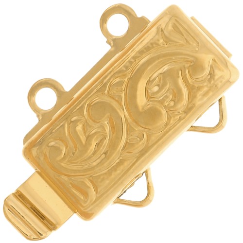 12x9.5mm 2 row rectangle clip clasp - arabesque - Gold Tone x1