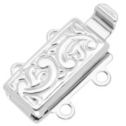 2 row rectangle clip clasp 12 mm arabesque pattern - White Bronze x1