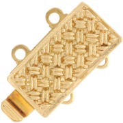 13x9.5mm Rectangle clasp 2 rows to clip - weaving pattern - Gold tone x1|raw }}
