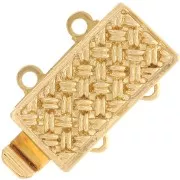 13x9.5mm Rectangle clasp 2 rows to clip - weaving pattern - Gold tone x1