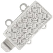 2 row rectangle clip clasp 13x9.5 mm - braided pattern - White Bronze x1
