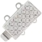 2 row rectangle clip clasp 13x9.5 mm - braided pattern - White Bronze x1