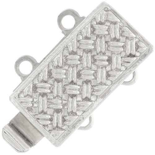 2 row rectangle clip clasp 13x9.5 mm - braided pattern - White Bronze x1