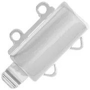 Rectangular 2-row clip-on clasp, 13x10 mm - White Bronze x1
