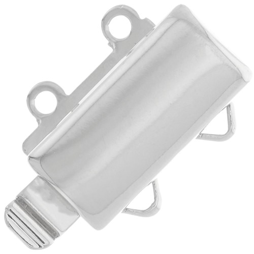 12x10mm Rectangle clasp 2 rows - Rhodium x1