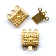 Fine Gold plated 3 strands clasp 10mm x2|raw }}