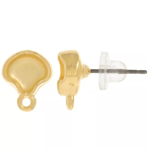 12x10mm Cymbal - Earstuds for Ginko - Kamares - fine gold plated x2