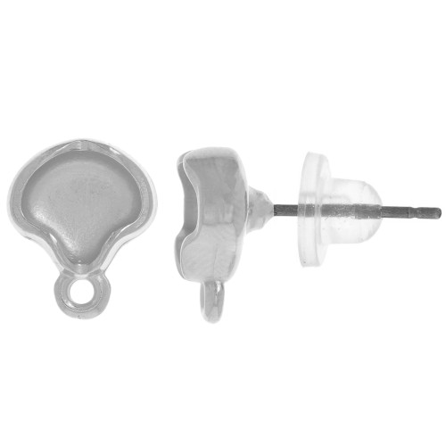 12x10mm Cymbal - Earstuds for Ginko - Kamares - Antique silver tone x2