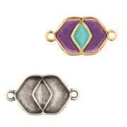 23x13mm Cymbal - Spacer for Chevron Beads - Vatos - Antique silver tone x1