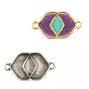 23x13mm Cymbal - Spacer for Chevron Beads - Vatos - Antique silver tone x1