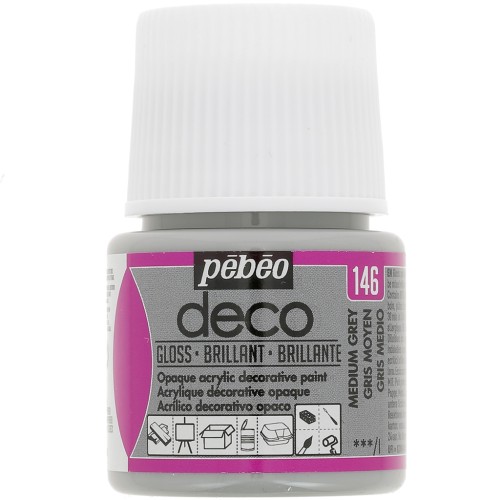 Acrylic paint - Deco Brillant by Pébéo - Medium Grey (n°146) x45ml