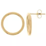 18mm 304L stainless steel hollow circle earstuds - Gold Tone x2