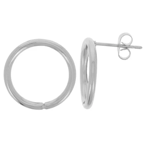18mm 304 stainless steel hollow circle earstuds x2