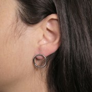 18mm 304 stainless steel hollow circle earstuds x2