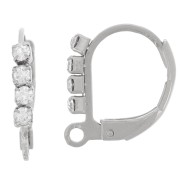 15mm 304 stainless steel rhinestone leverback with open ring x2|raw }}
