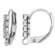 14 mm Rhinestone Stud Earrings with Open Hoop - 304L Stainless Steel x2