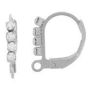 14 mm Rhinestone Stud Earrings with Open Hoops - 304L Stainless Steel (2-pack)