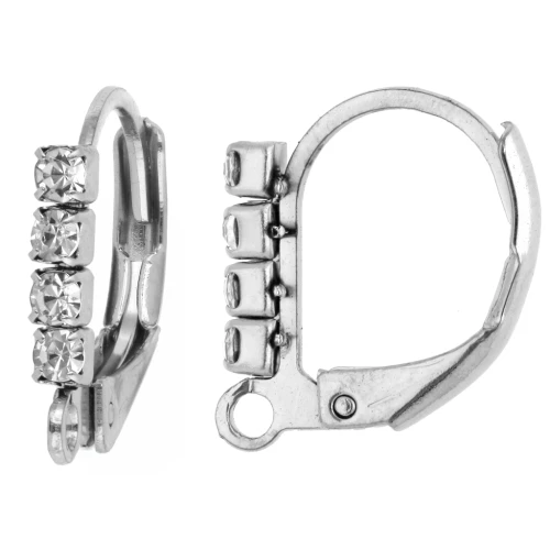 14 mm Rhinestone Stud Earrings with Open Hoop - 304L Stainless Steel x2