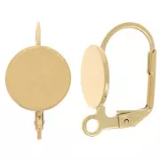 17mm 304 stainless steel leverback earrings for 10mm cabochon - Gold Tone x2