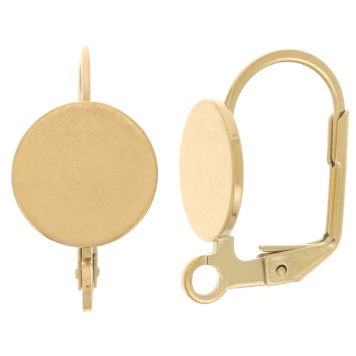 17mm 304 stainless steel leverback earrings for 10mm cabochon - Gold Tone x2