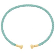 Twisted cord bangle with unscrewable end - Water green - Fine Gold Plated x1|raw }}