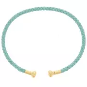 Twisted cord bangle with unscrewable end - Water green - Fine Gold Plated x1