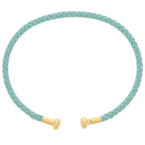 Twisted cord bangle with unscrewable end - Water green - Fine Gold Plated x1