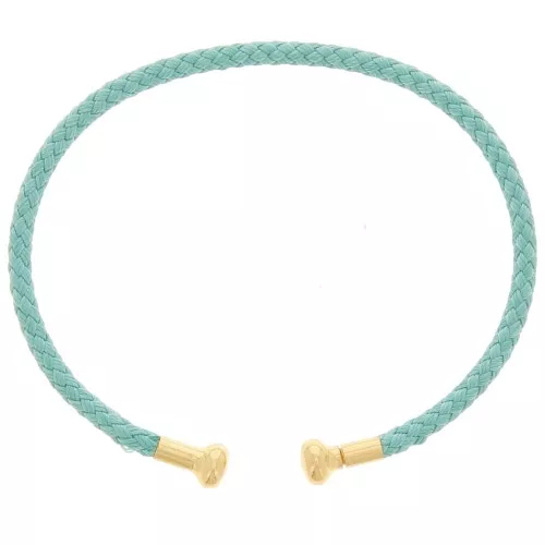 Twisted cord bangle with unscrewable end - Water green - Fine Gold Plated x1