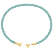 Twisted cord bangle with unscrewable end - Water green - Fine Gold Plated x1