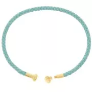 Twisted cord bangle with unscrewable end - Water green - Fine Gold Plated x1