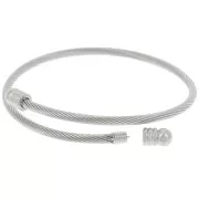 3.8mm Stainless steel 304 Twisted bracelet with unscrewable end x 23.5cm
