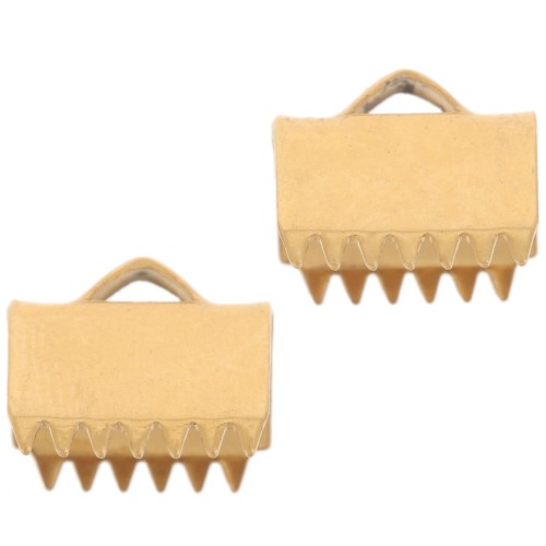 10.5x9mm Acier inoxydable 304 Ribbon crimp ends - Gold x2