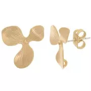 15mm Textured Flower EarStuds with Open ring - Fine Gold-plated x2