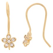 Flower and zirconium oxide earwires - Fine gold plated x2|raw }}