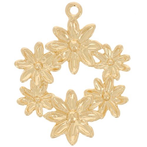 16mm Flower crown charm - Fine gold plated x1