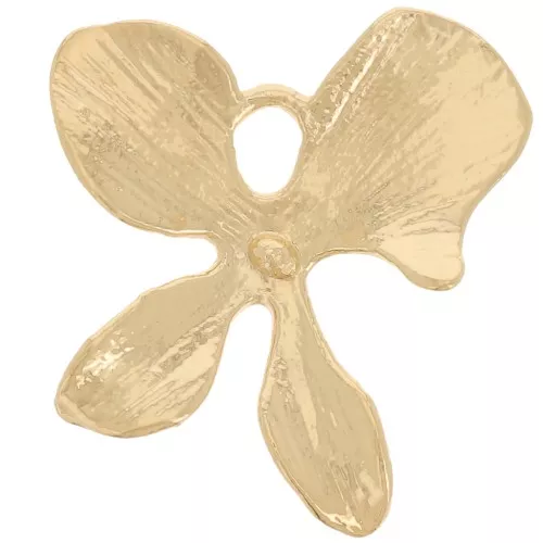 15x13mm Textured flower pendant - Fine gold plated x1