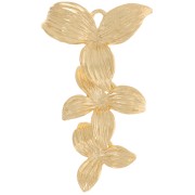 31x19mm 3 flowers textured pendant - Fine gold plated x1