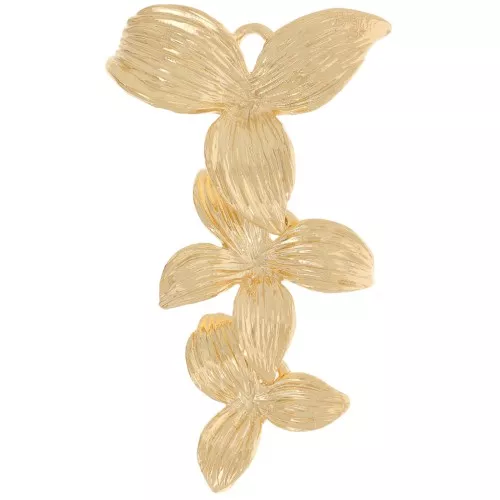 31x19mm 3 flowers textured pendant - Fine gold plated x1