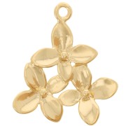17x15mm 3 flowers pendant - Fine gold plated x1