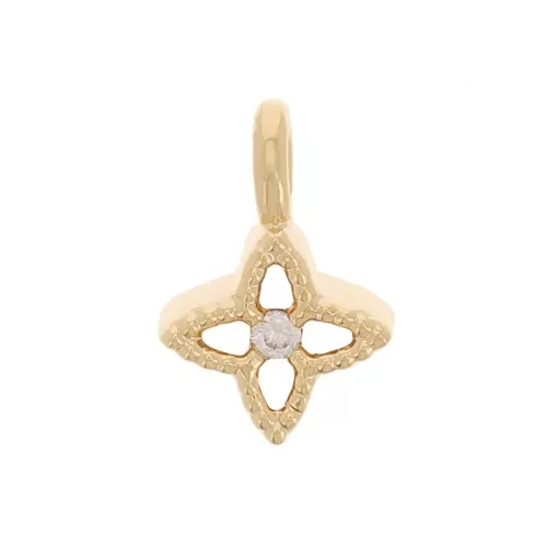 5mm Mini flower charm with Zirconium oxide - Fine gold plated - Crystal x1