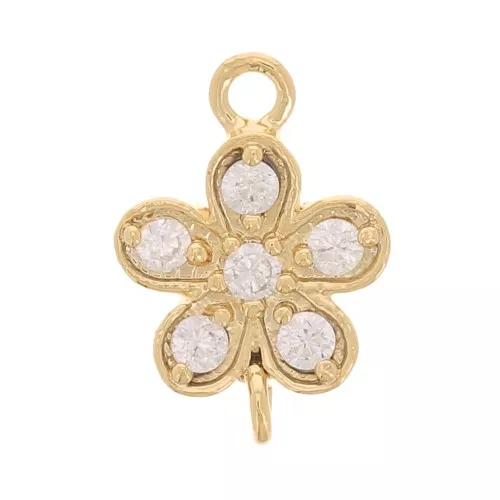 6mm Flower spacer with zirconium oxides - Fine gold plated x1