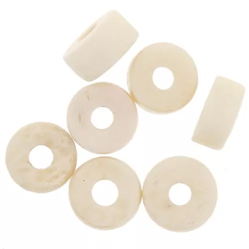 6.5x3mm Heishi bone rondelle beads - Natural x20