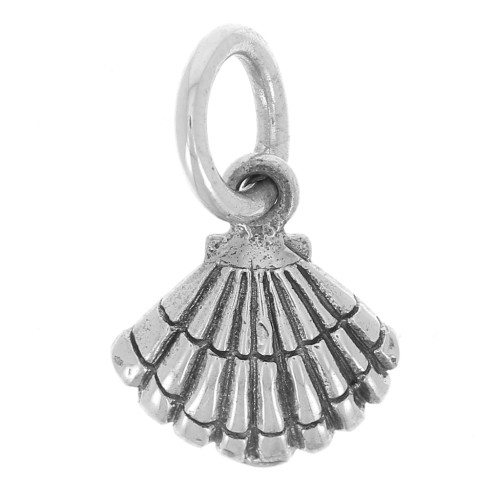 10x9mm Shell charm with closed ring - Oxidized 925 sterling silver x1