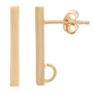 18x2mm Bar stud earrings with open ring - 3 microns Gold-plated x2