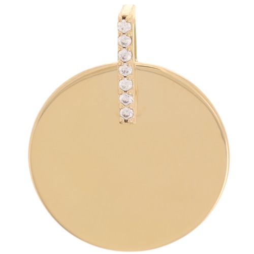 18mm Round pendant with zirconium oxides - 3 microns Gold-plated x1
