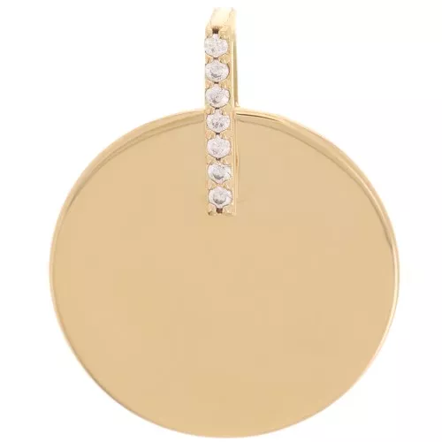 18mm Round pendant with zirconium oxides - 3 microns Gold-plated x1