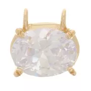 8x8.5mm Oval pendant with zirconium oxide - 3 micron gold-plated - Crystal x1