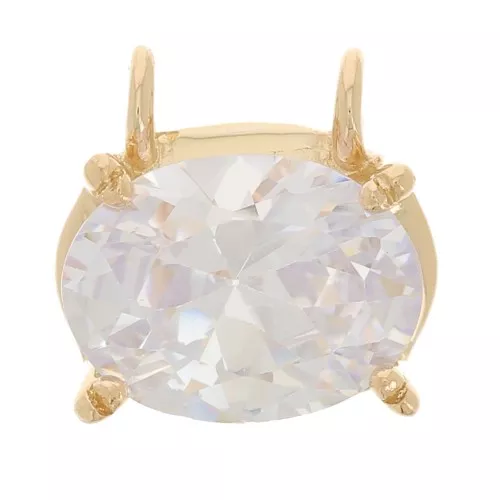 8x8.5mm Oval pendant with zirconium oxide - 3 micron gold-plated - Crystal x1
