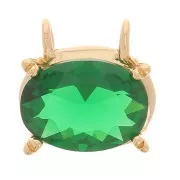 8x8.5mm Oval pendant with zirconium oxide - 3 micron gold-plated - Green x1