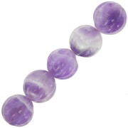 12mm pumpkin gemstone bead - Amethyst x1